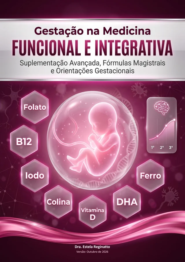 Capa do e-book Gestação na Medicina Funcional e Integrativa: suplementação avançada, fórmulas magistrais e orientações gestacionais.